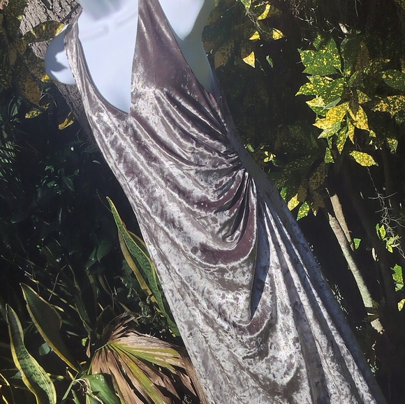 Calvin Klein Iced Silver Crushed Velvet Evening Gown sz 12 - Picture 8 of 10